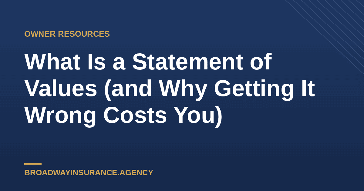 Statement of values worksheet — commercial property rebuild cost calculation